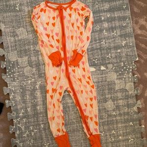 Little sleepies one piece bamboo heart print pajama